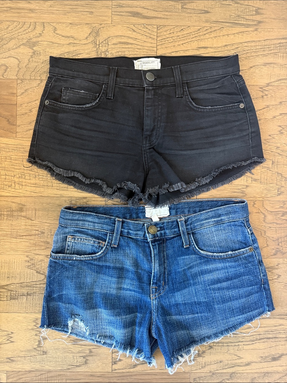 Current/Elliott Black and Blue Denim Cutoff Shorts Duo